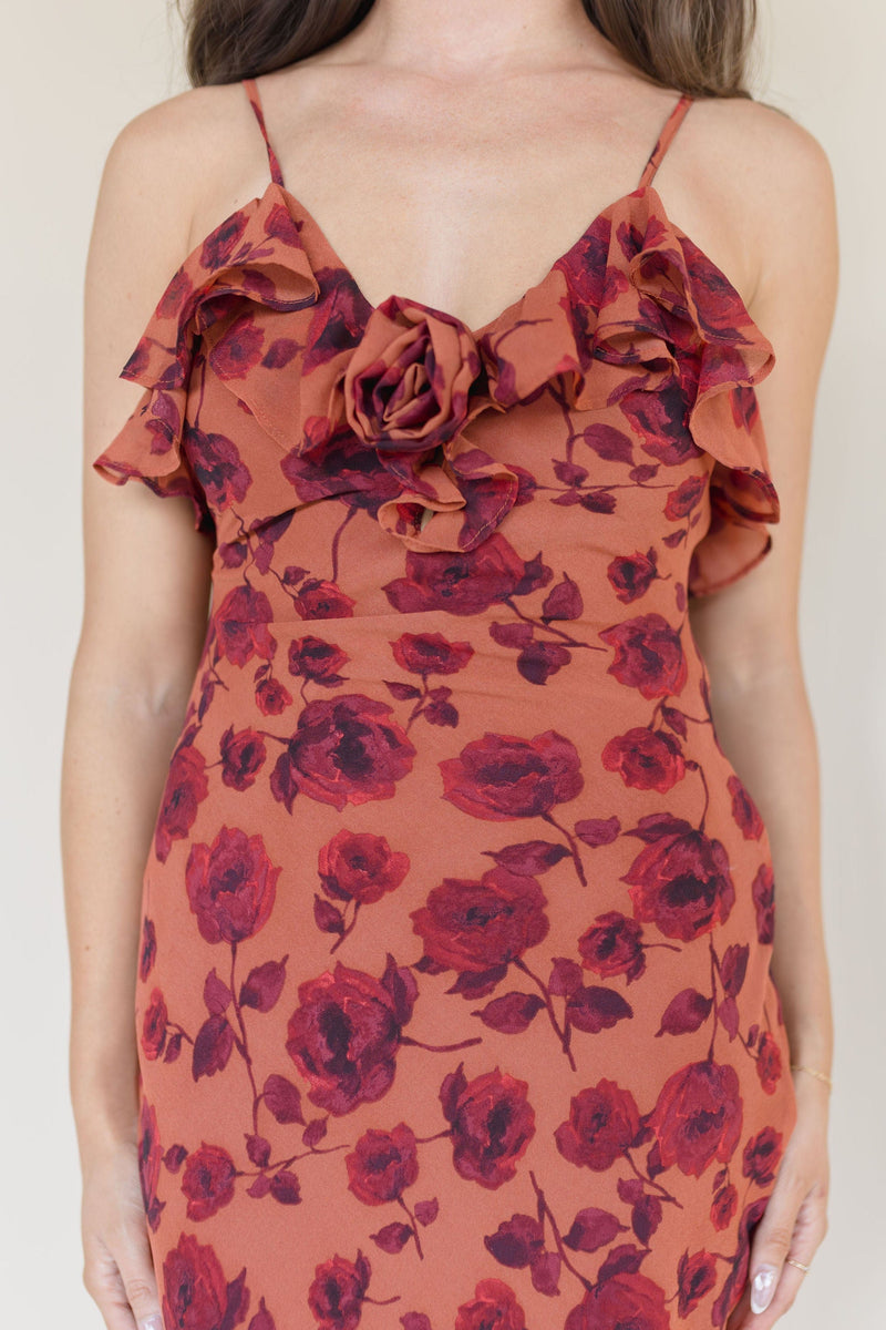 Leavitt Ruffle Floral Midi Dress Leavitt Ruffle Floral Midi Dress