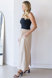 Celeste Linen Mix Tube Top Midi Dress Celeste Linen Mix Tube Top Midi Dress