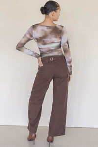 Bronte Ruched Long Sleeve Mesh Top Bronte Ruched Long Sleeve Mesh Top