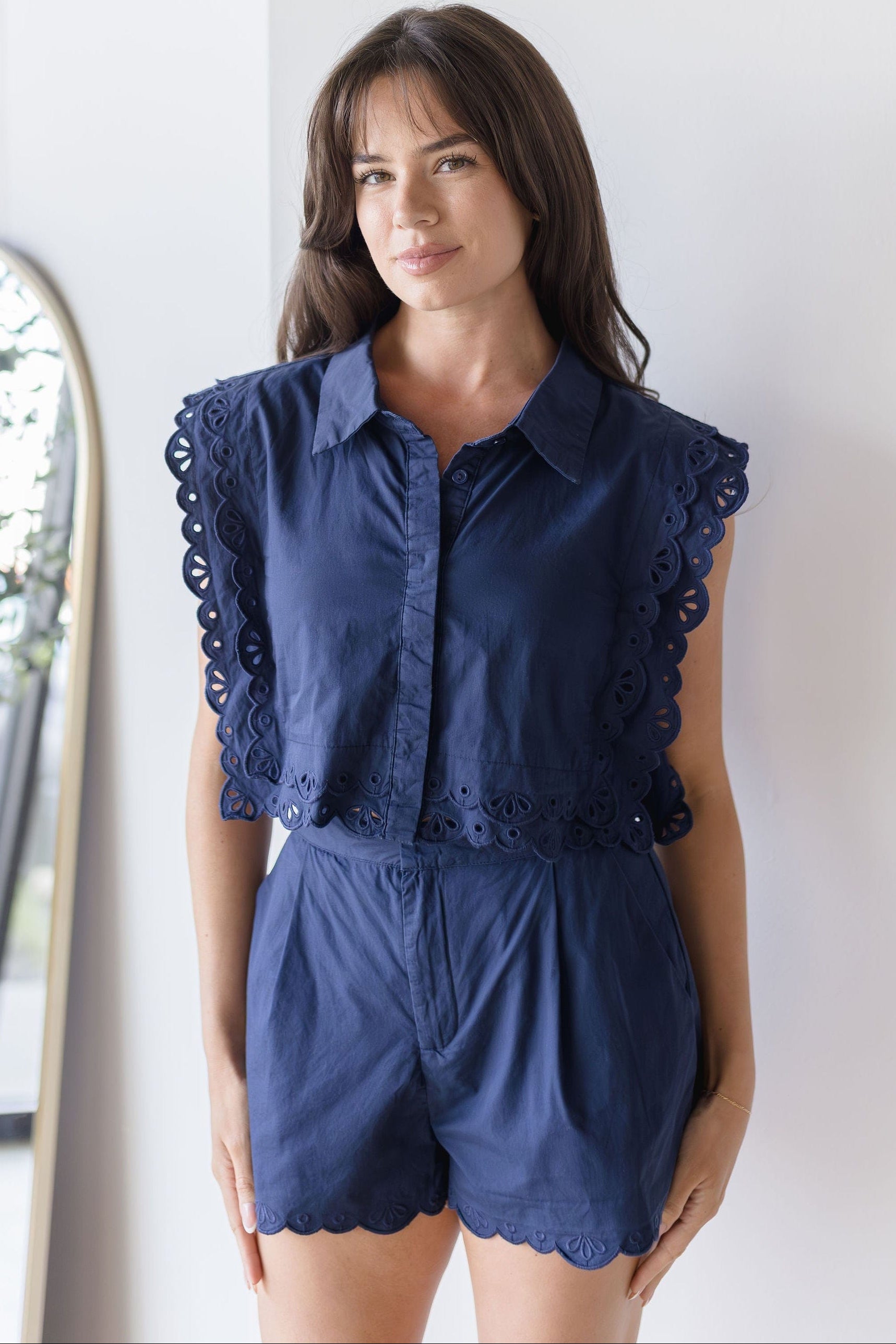 Reva Eyelet Sleeveless Crop