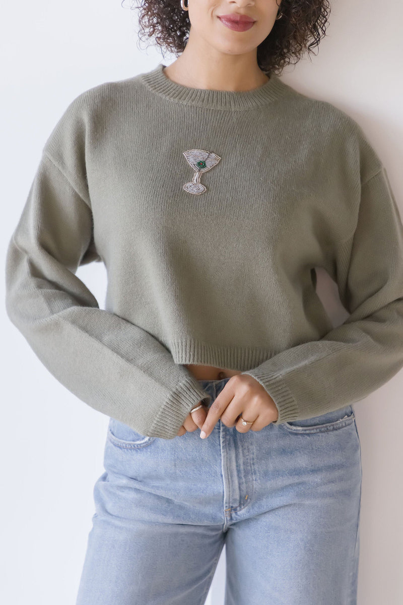 Straight Up Beaded Cropped Sweater Straight Up Beaded Cropped Sweater