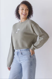 Straight Up Beaded Cropped Sweater Straight Up Beaded Cropped Sweater