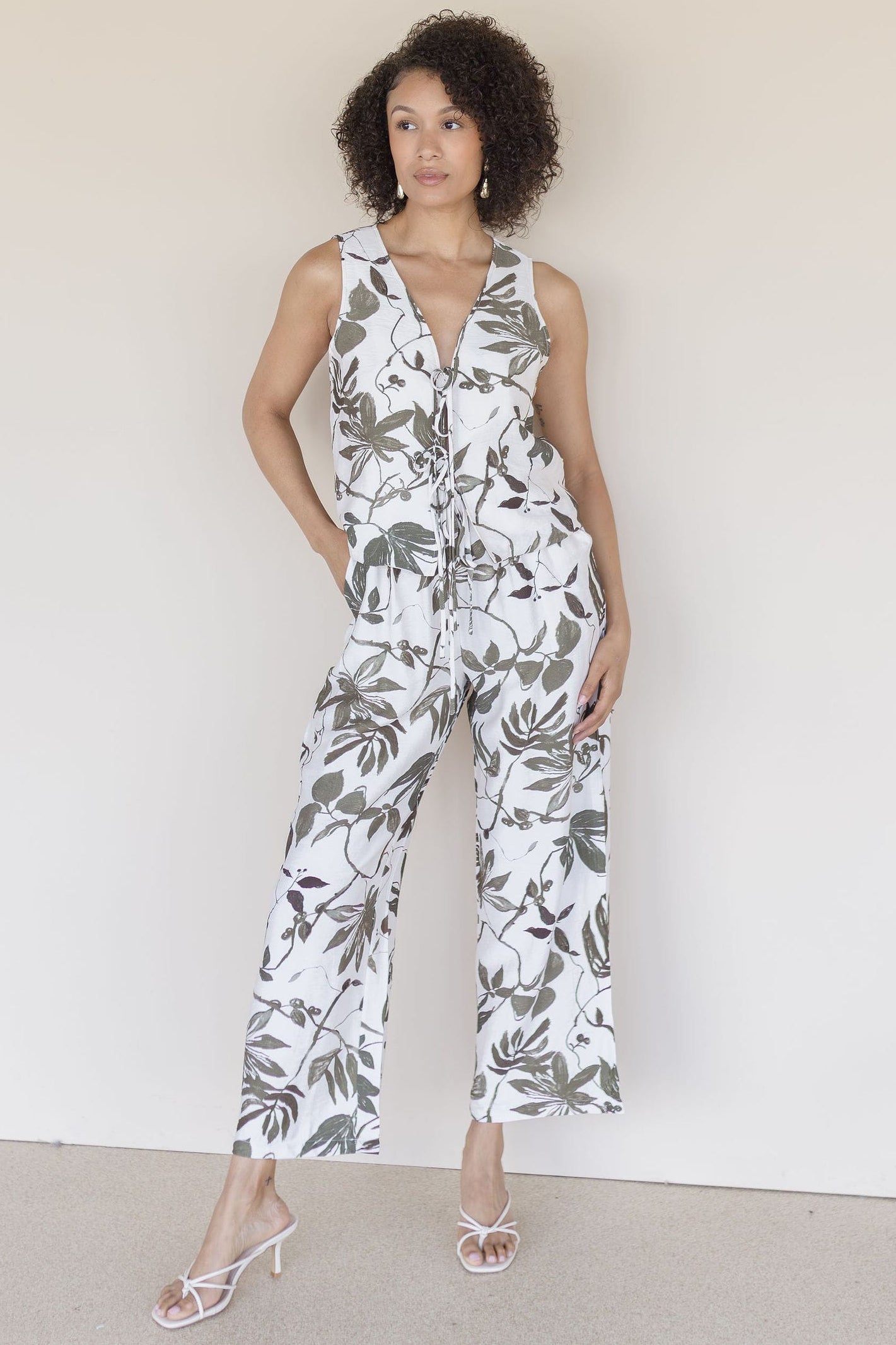 Hot Tropic Tie Front Vest Top