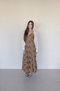 Elianna Stitch Detail Open Back Maxi Dress
