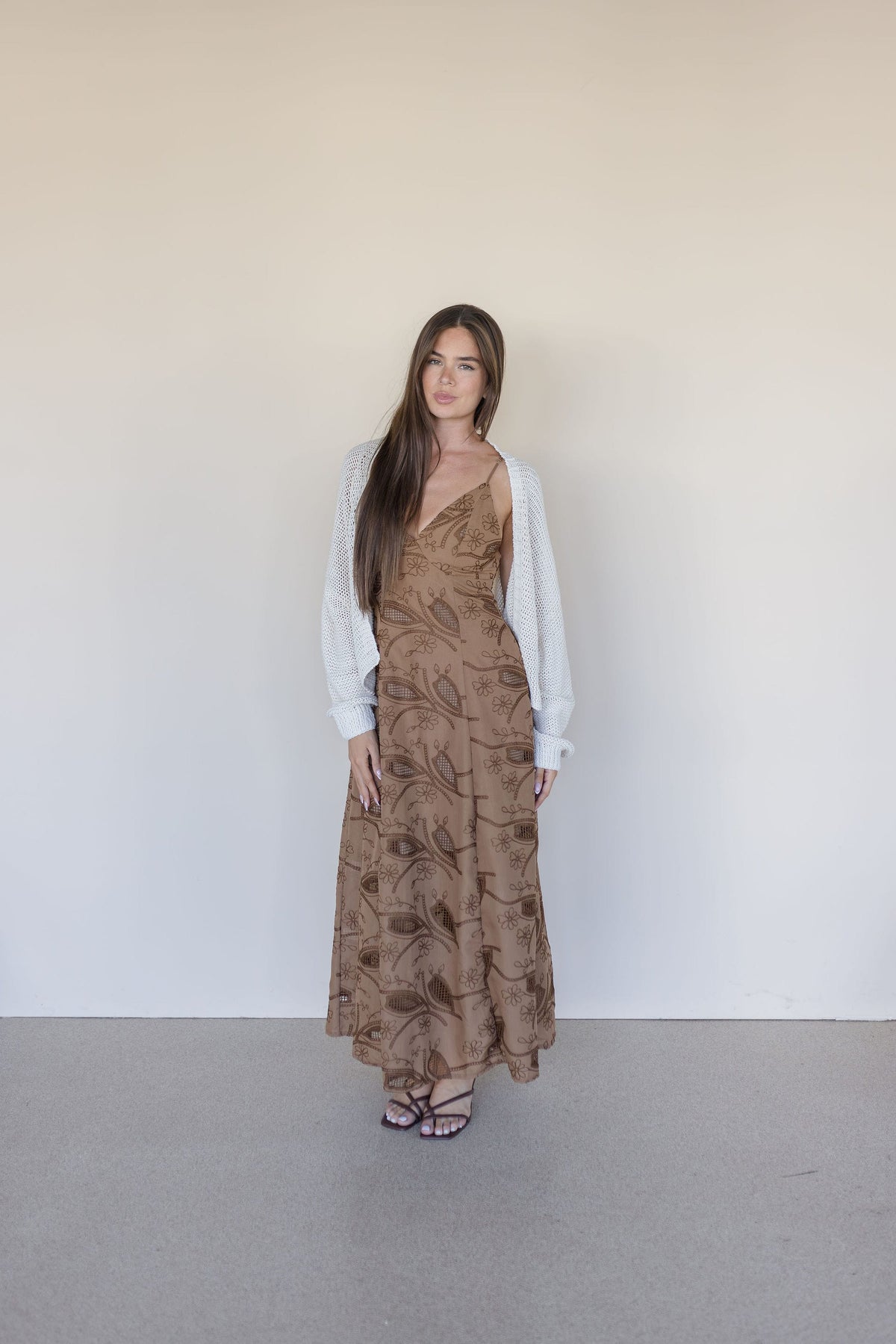 Elianna Stitch Detail Open Back Maxi Dress