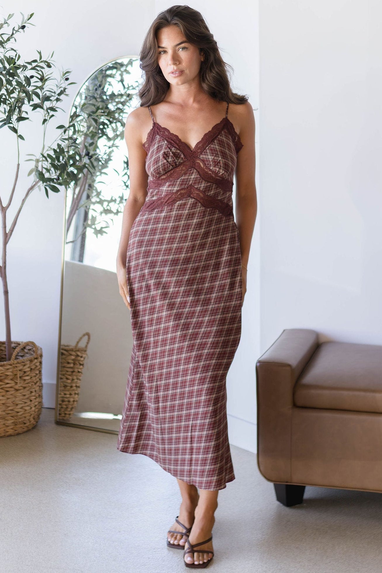 Carin Plaid Slip Dress