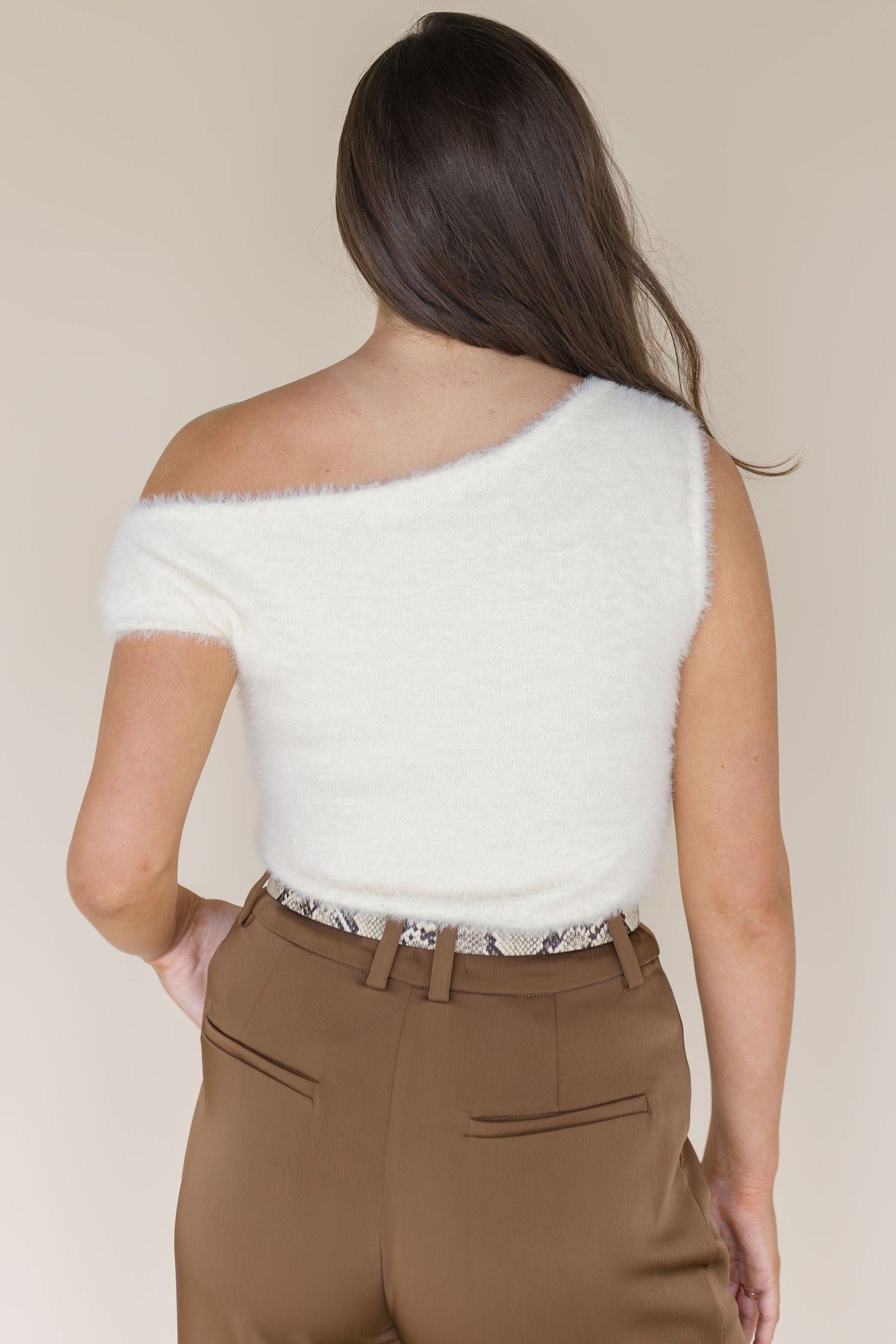 Kenna Asymmetric Fuzzy Sweater Top Kenna Asymmetric Fuzzy Sweater Top