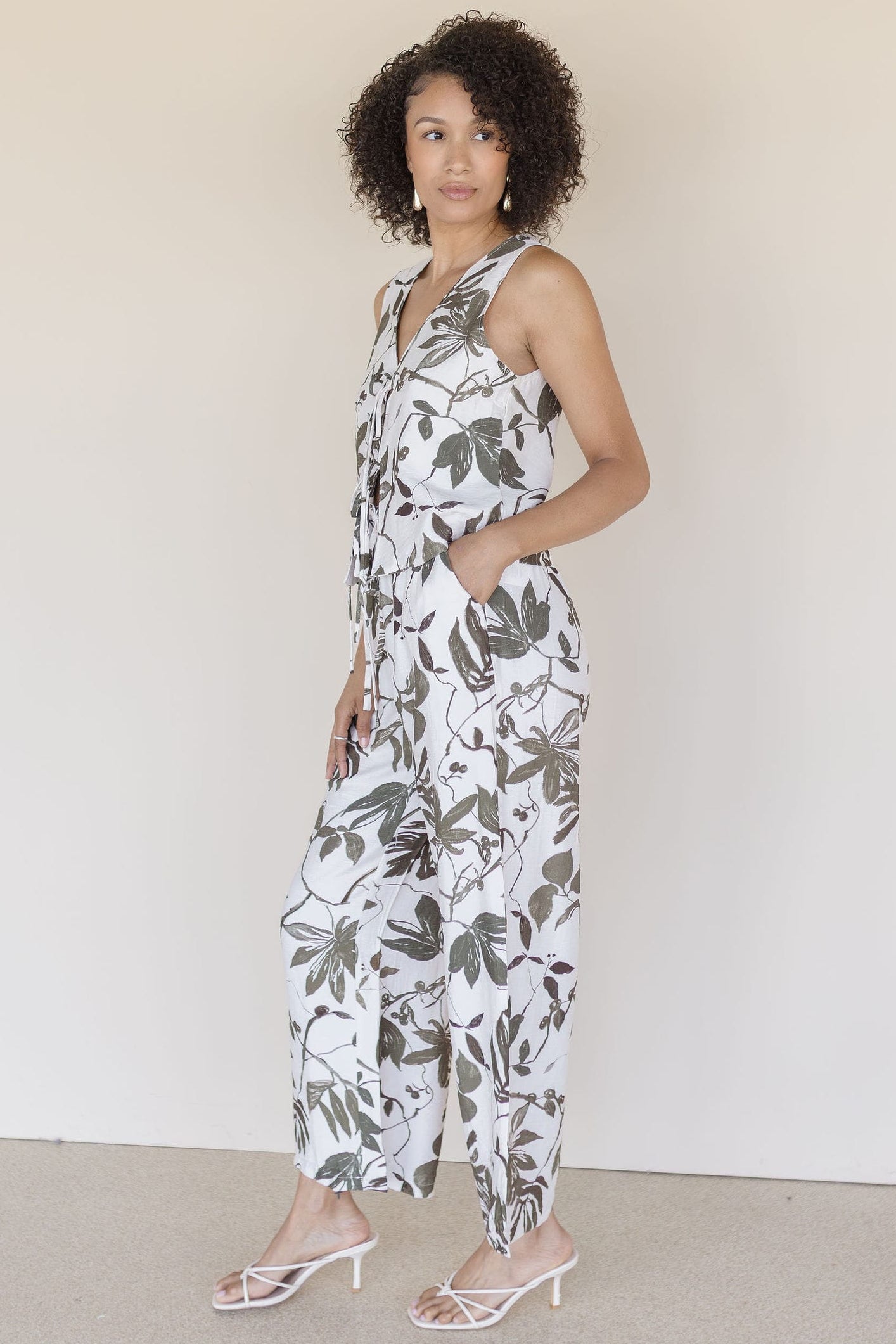 Hot Tropic Tie Front Vest Top
