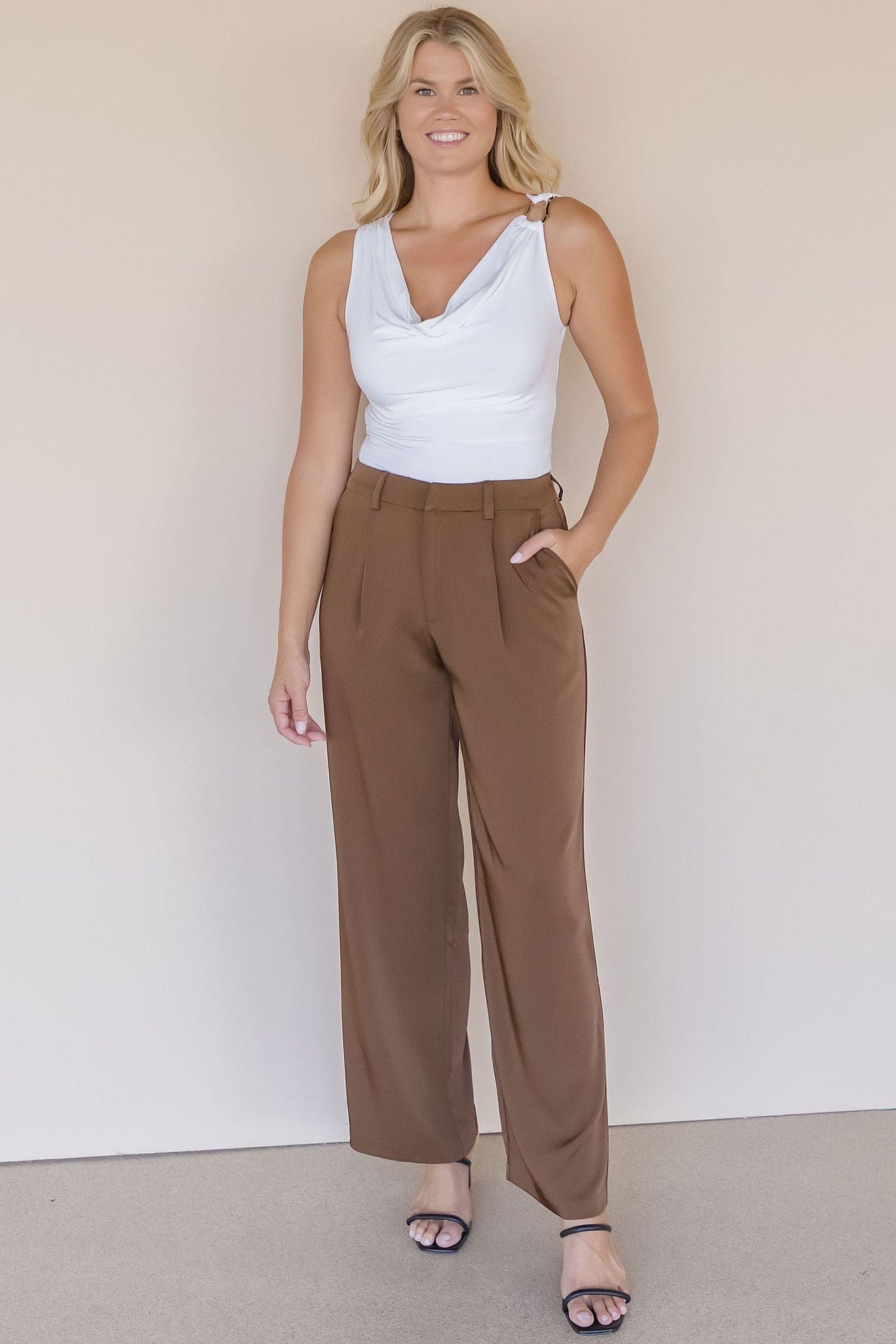 Lowen Cowl Top With Shoulder Ring Accent Lowen Cowl Top With Shoulder Ring Accent