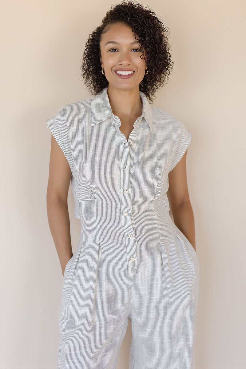 Irisa Cut Out Back Linen Jumpsuit Irisa Cut Out Back Linen Jumpsuit