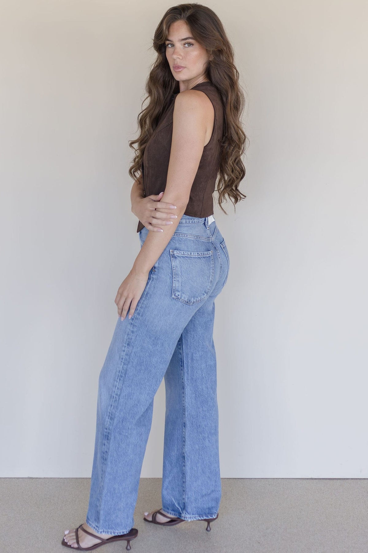 Button Down Suede Vest Top