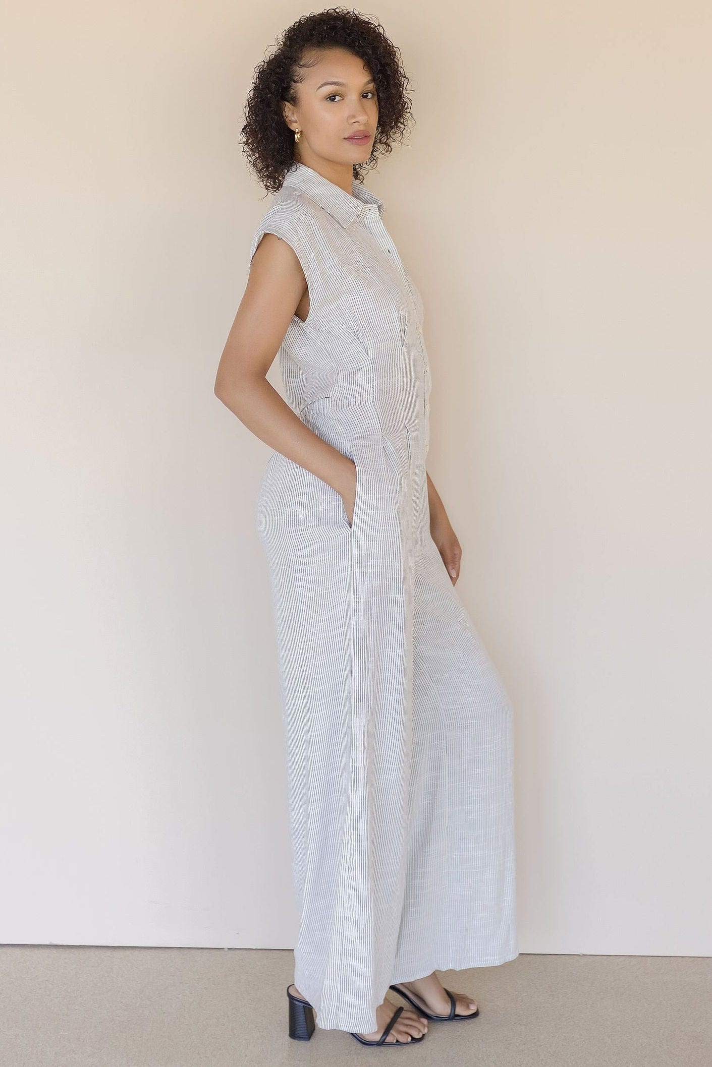 Irisa Cut Out Back Linen Jumpsuit Irisa Cut Out Back Linen Jumpsuit
