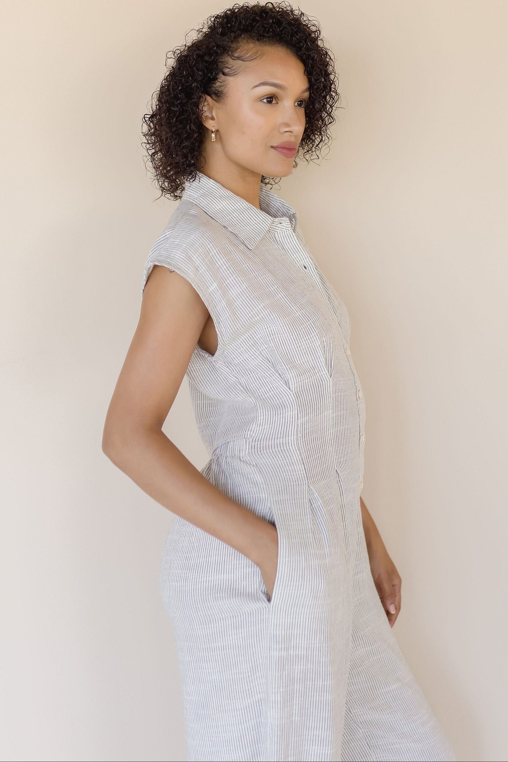 Irisa Cut Out Back Linen Jumpsuit Irisa Cut Out Back Linen Jumpsuit