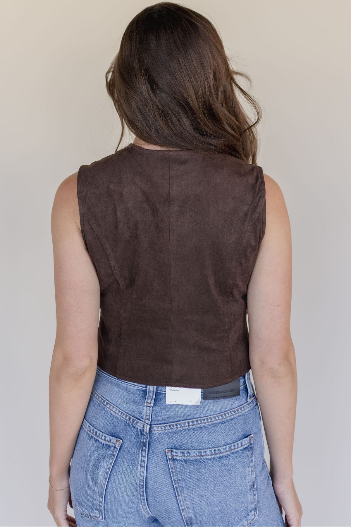 Button Down Suede Vest Top
