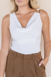 Lowen Cowl Top With Shoulder Ring Accent Lowen Cowl Top With Shoulder Ring Accent