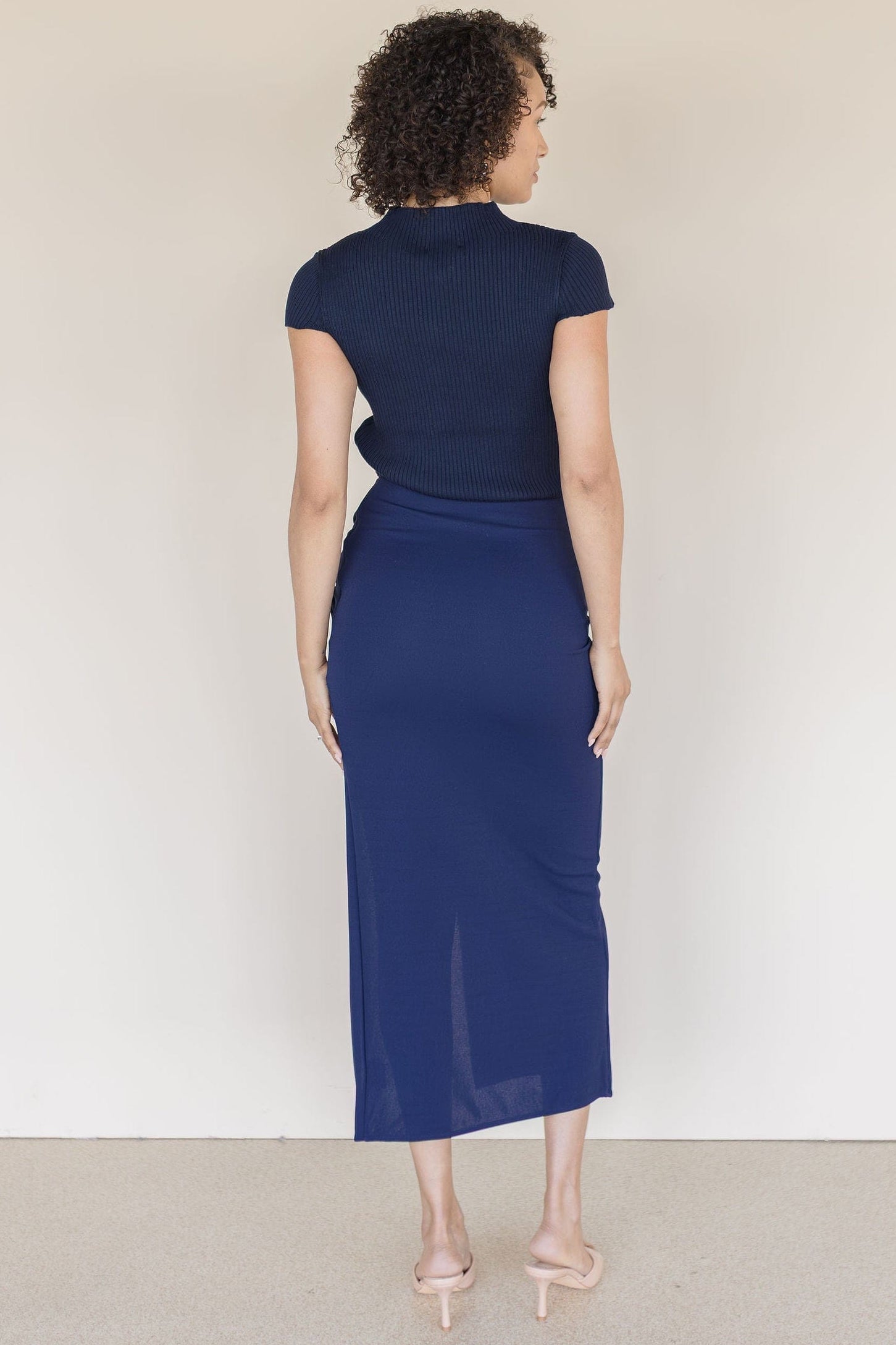 Pavo Mock Neck Cap Sleeve Mix-Media Maxi Dress
