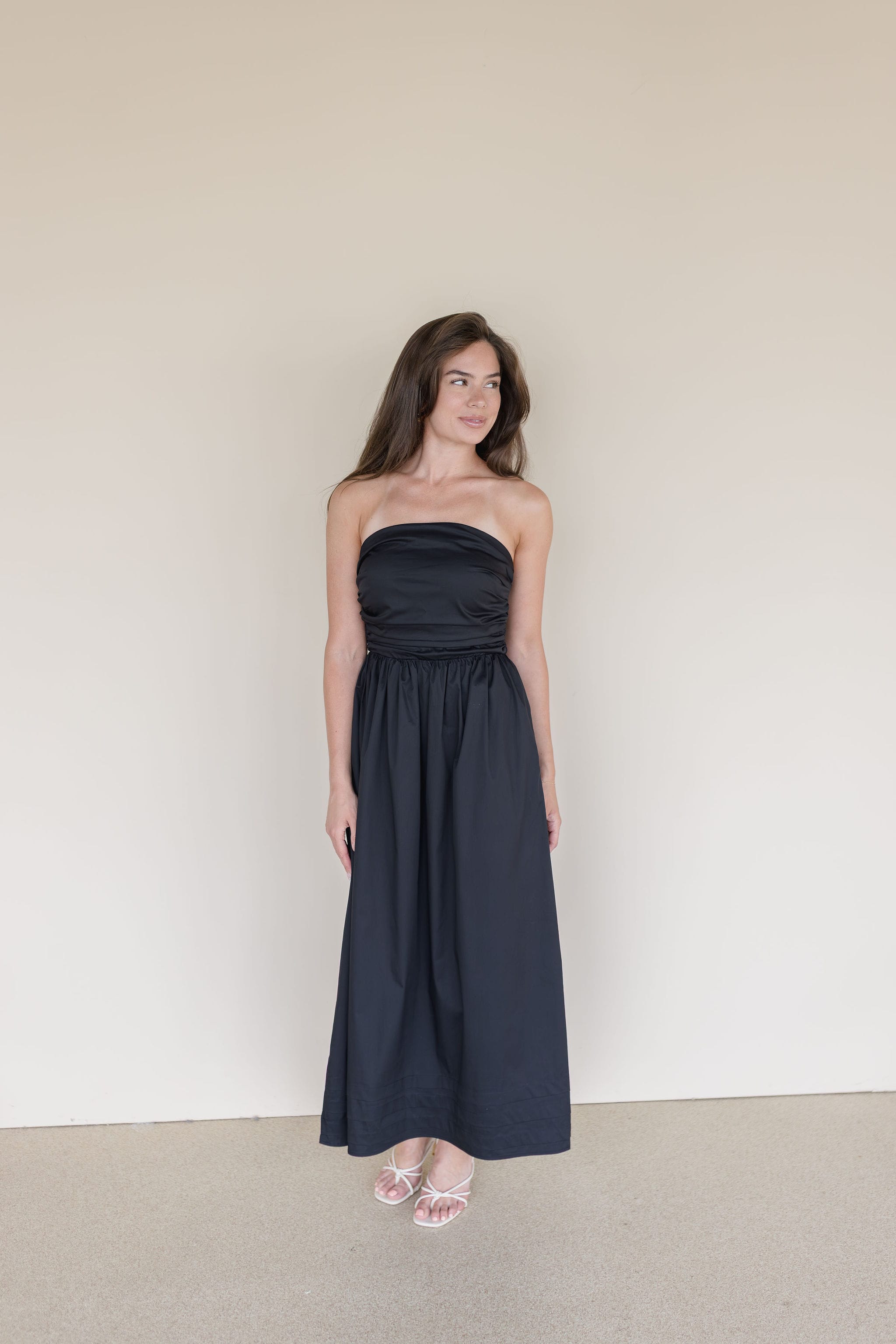 Joey Strapless Midi Dress With Pockets