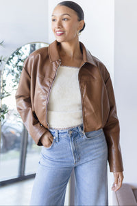 Vanna Cropped Leather Bomber Vanna Cropped Leather Bomber