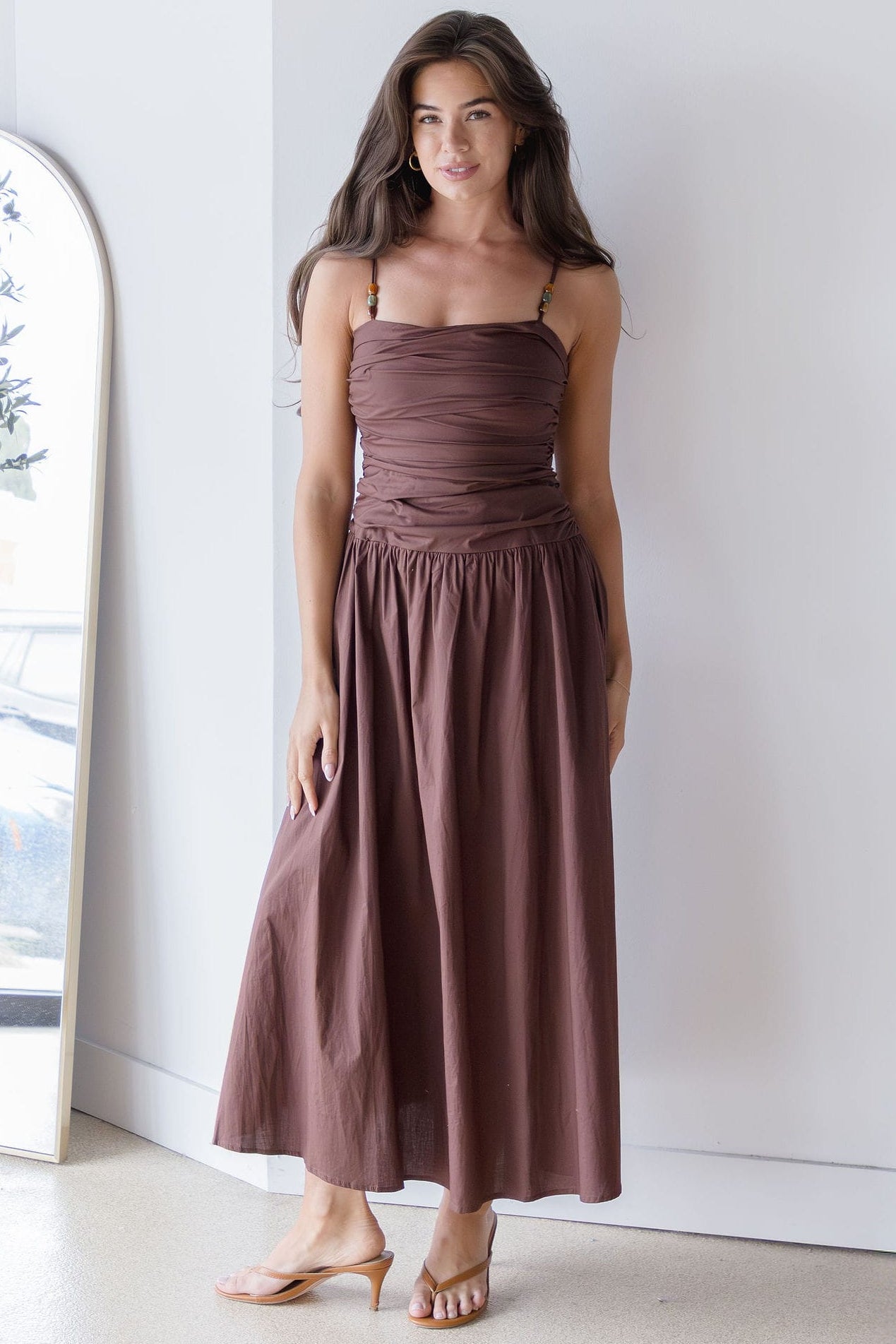 Hansen Midi Dress With Bead Accent