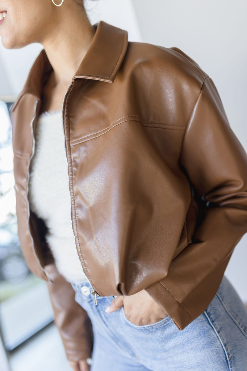 Vanna Cropped Leather Bomber Vanna Cropped Leather Bomber