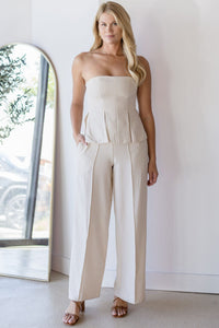 Maurene Strapless Peplum Top Jumpsuit