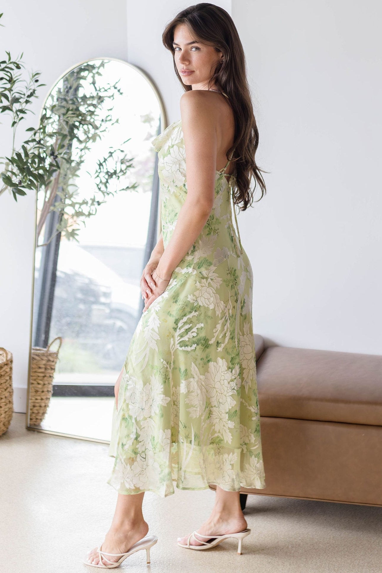 Gaia Burnout Velvet Cowl Dress