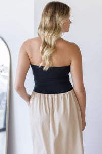 Celeste Linen Mix Tube Top Midi Dress Celeste Linen Mix Tube Top Midi Dress