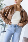Vanna Cropped Leather Bomber Vanna Cropped Leather Bomber