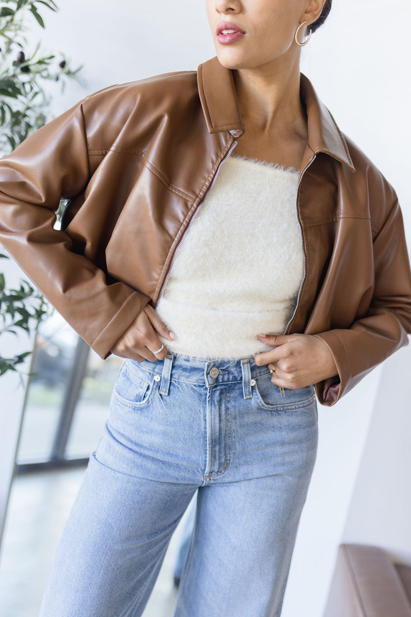 Vanna Cropped Leather Bomber Vanna Cropped Leather Bomber