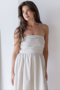 Ashford Strapless Striped Midi Dress