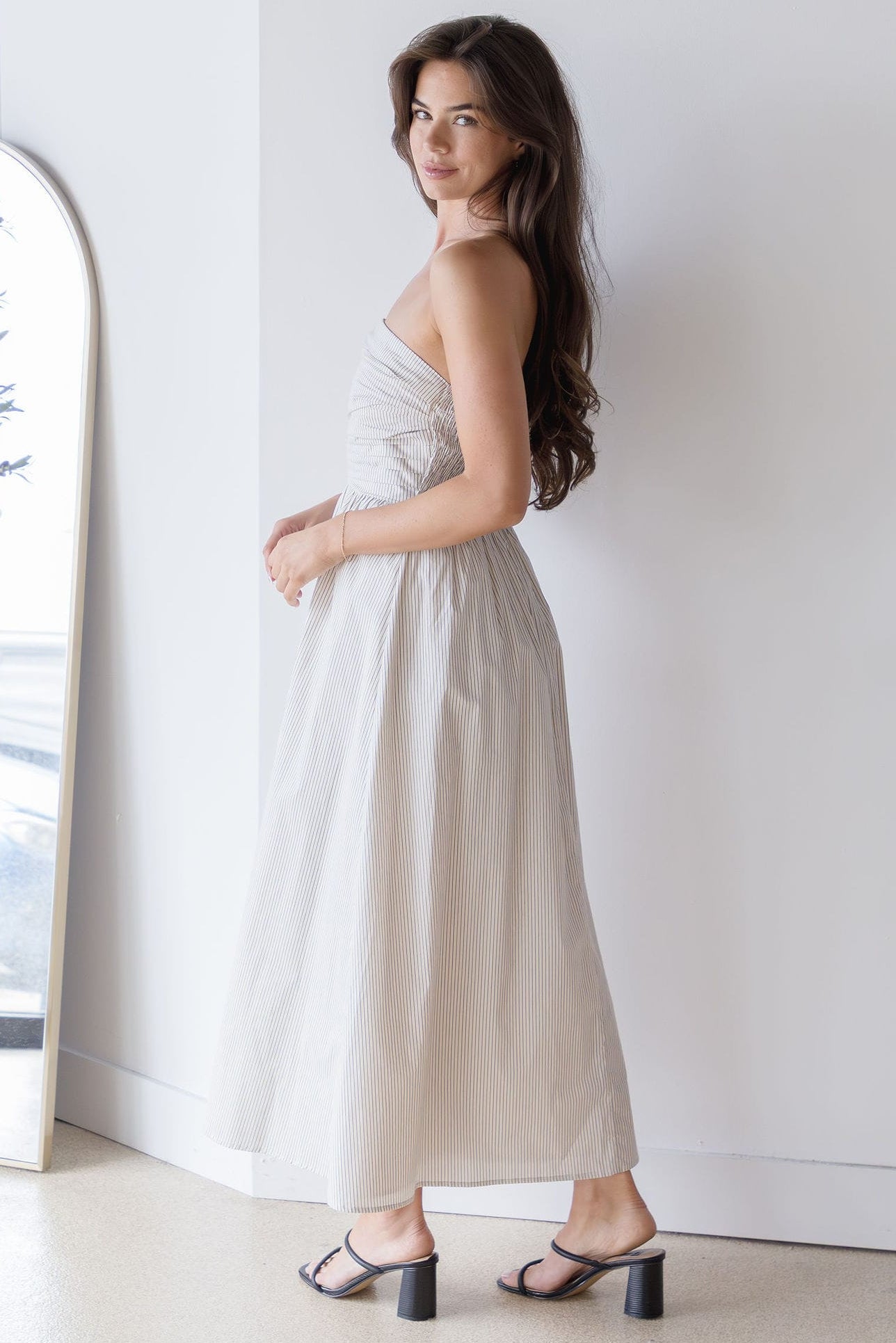 Ashford Strapless Striped Midi Dress