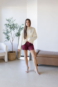 Estie Satin Lace Trim Short