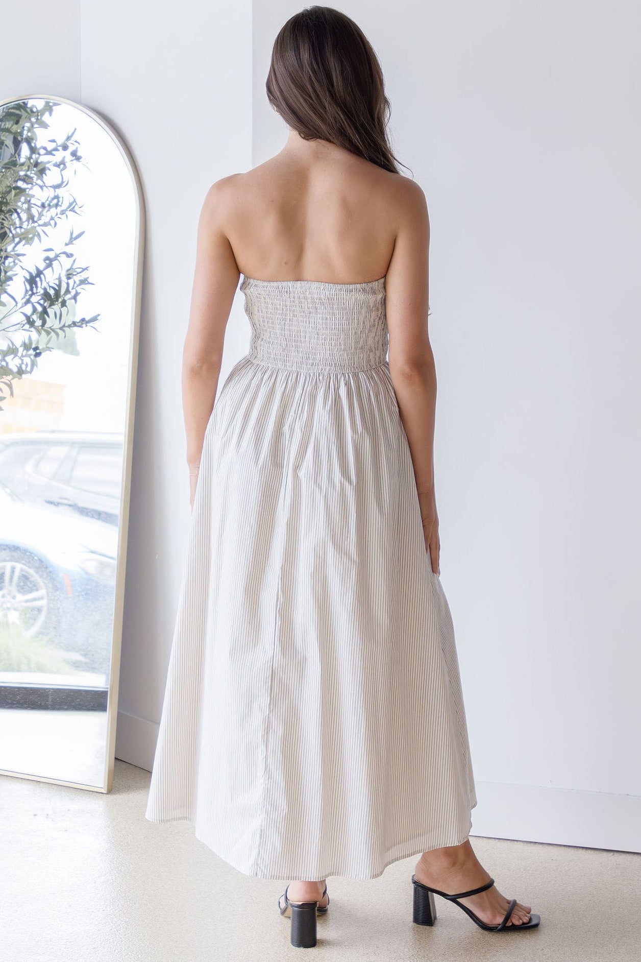 Ashford Strapless Striped Midi Dress