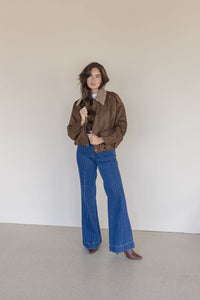 Shearling Collar Suede Jacket