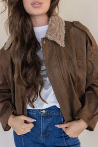 Shearling Collar Suede Jacket