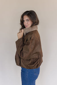 Shearling Collar Suede Jacket