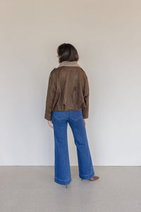 Shearling Collar Suede Jacket