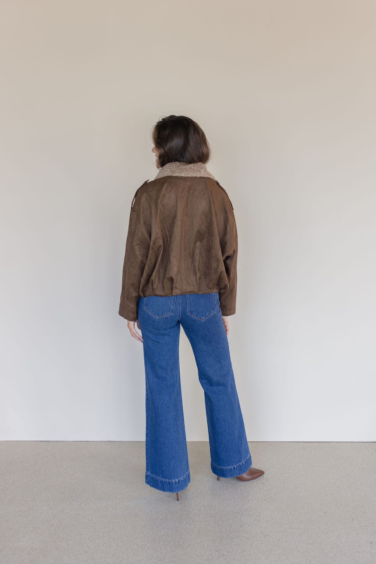 Shearling Collar Suede Jacket
