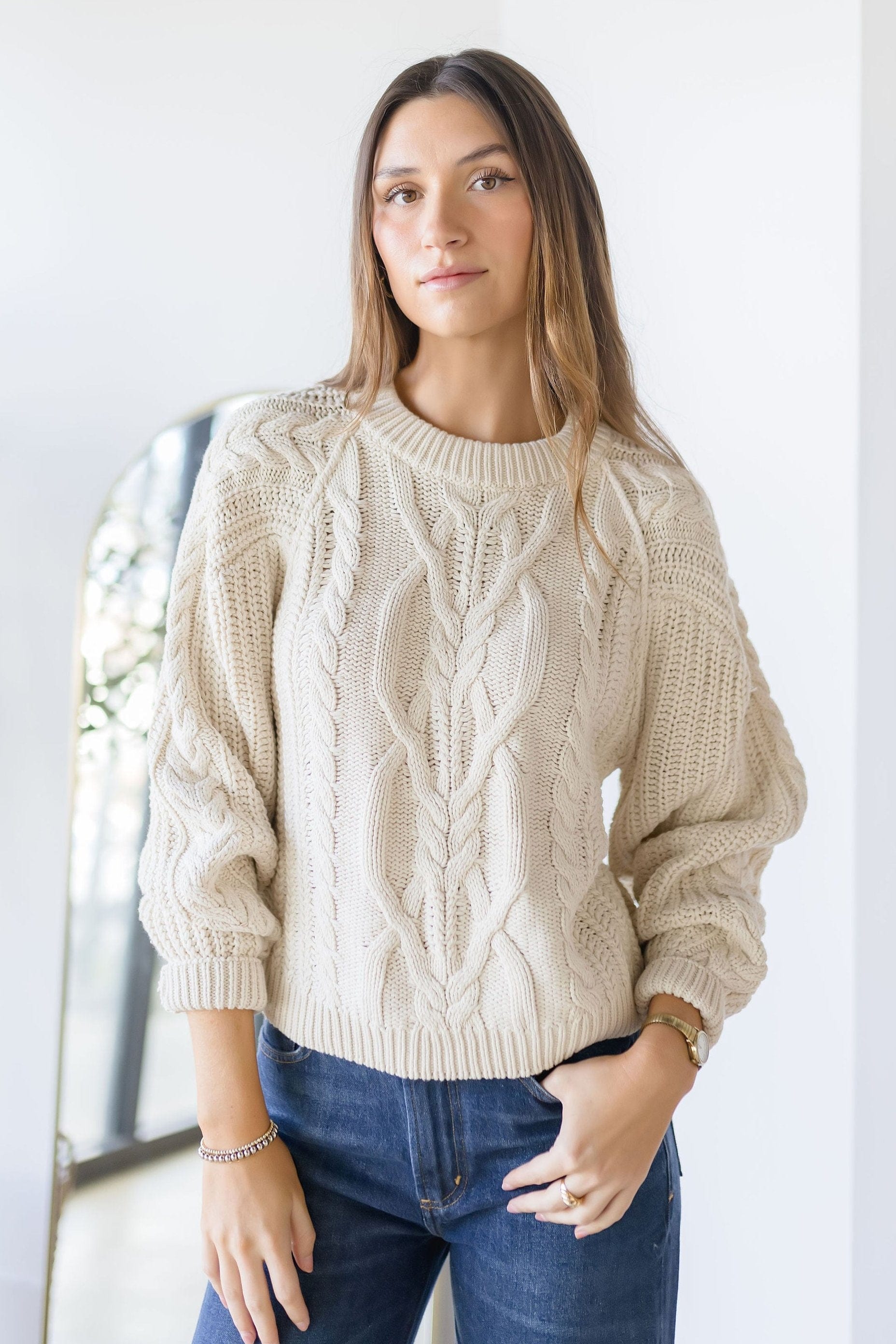 Free People Frankie Cable Sweater | Wild Dove Boutique | San Diego, CA