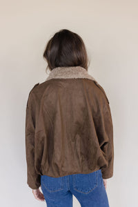 Shearling Collar Suede Jacket