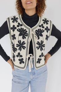 Hailey Embroidered Quilted Vest