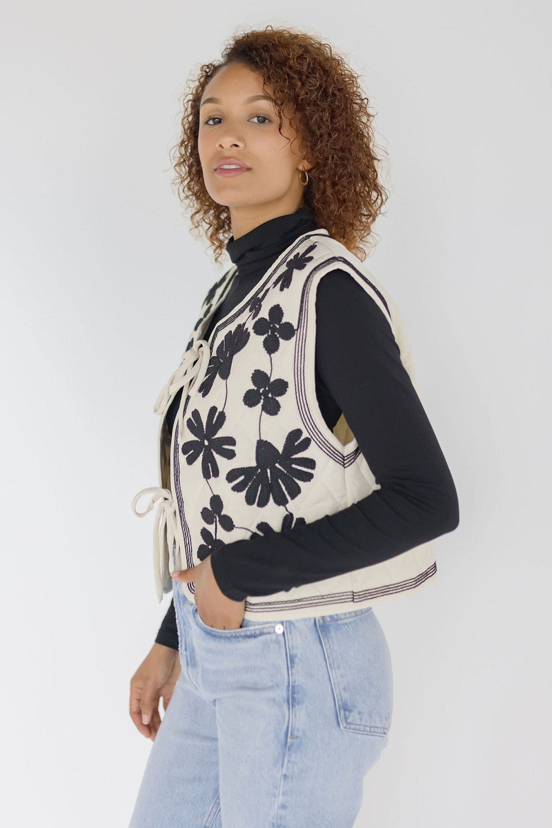 Hailey Embroidered Quilted Vest