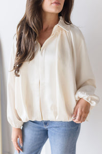 Tansy Silky Satin Bubble Bomber Jacket Tansy Silky Satin Bubble Bomber Jacket