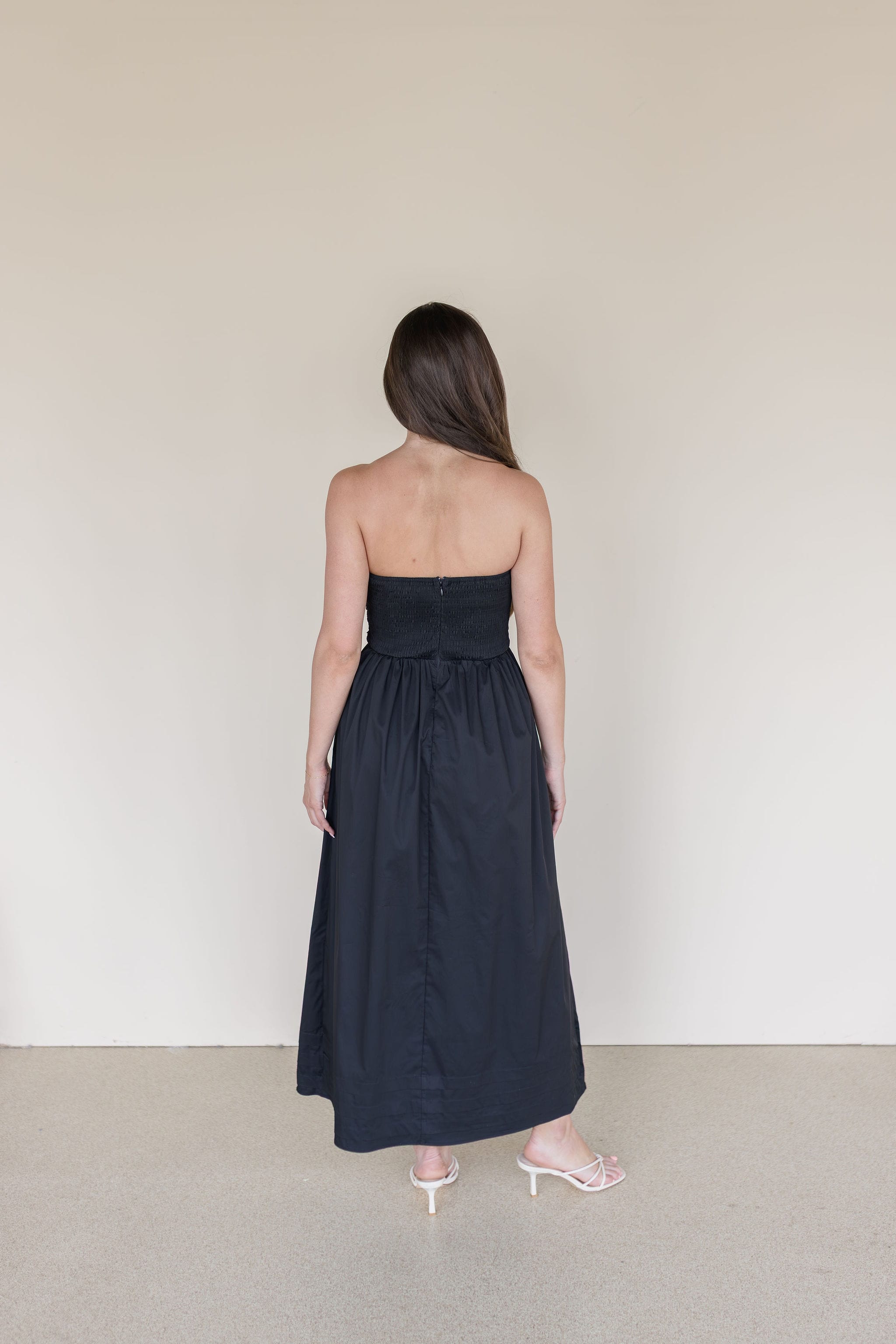 Joey Strapless Midi Dress With Pockets