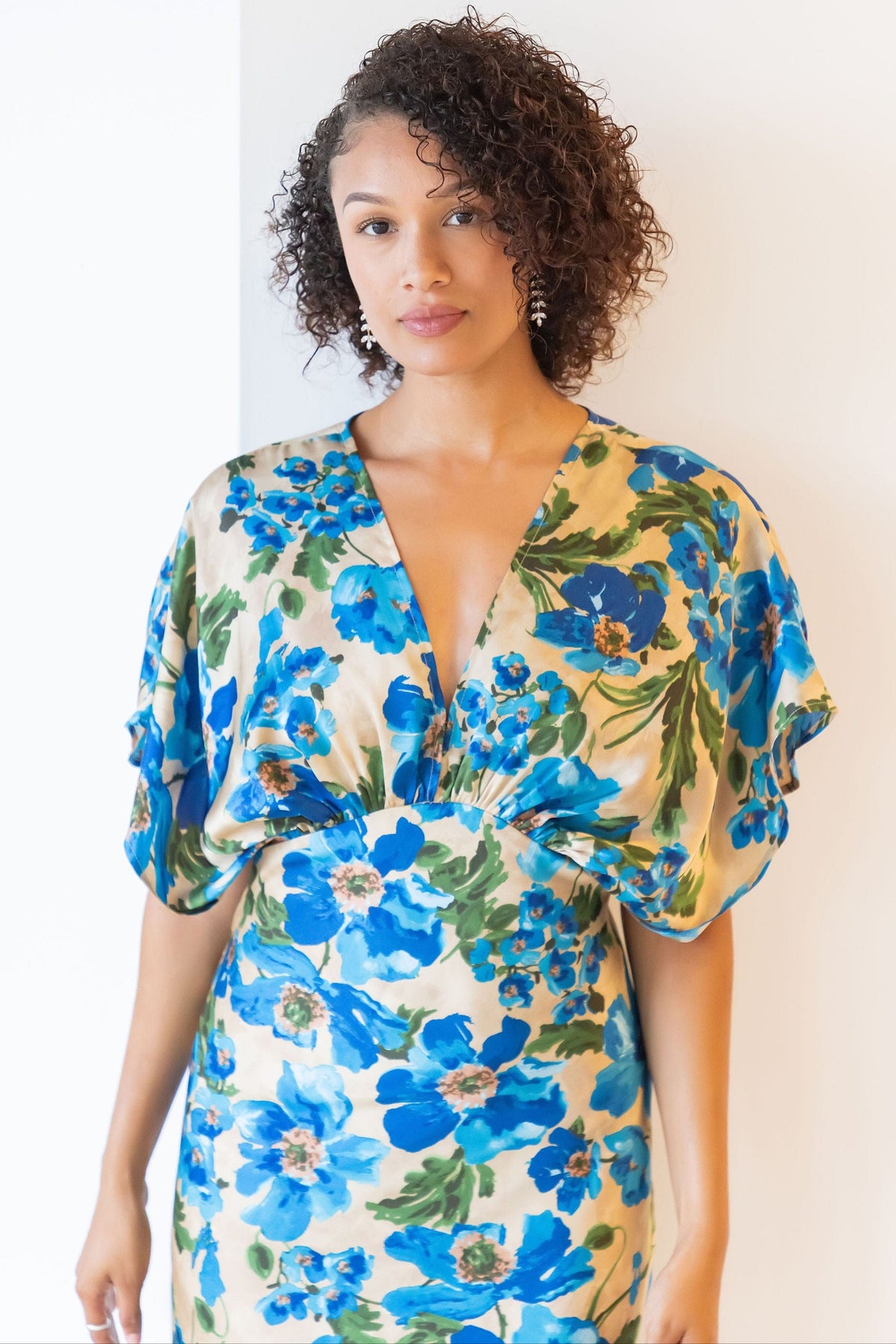 knee length dresses for ladies WREN The Label Art Of Bloom Blouson Bodice Midi Dress | Wild Dove Boutique