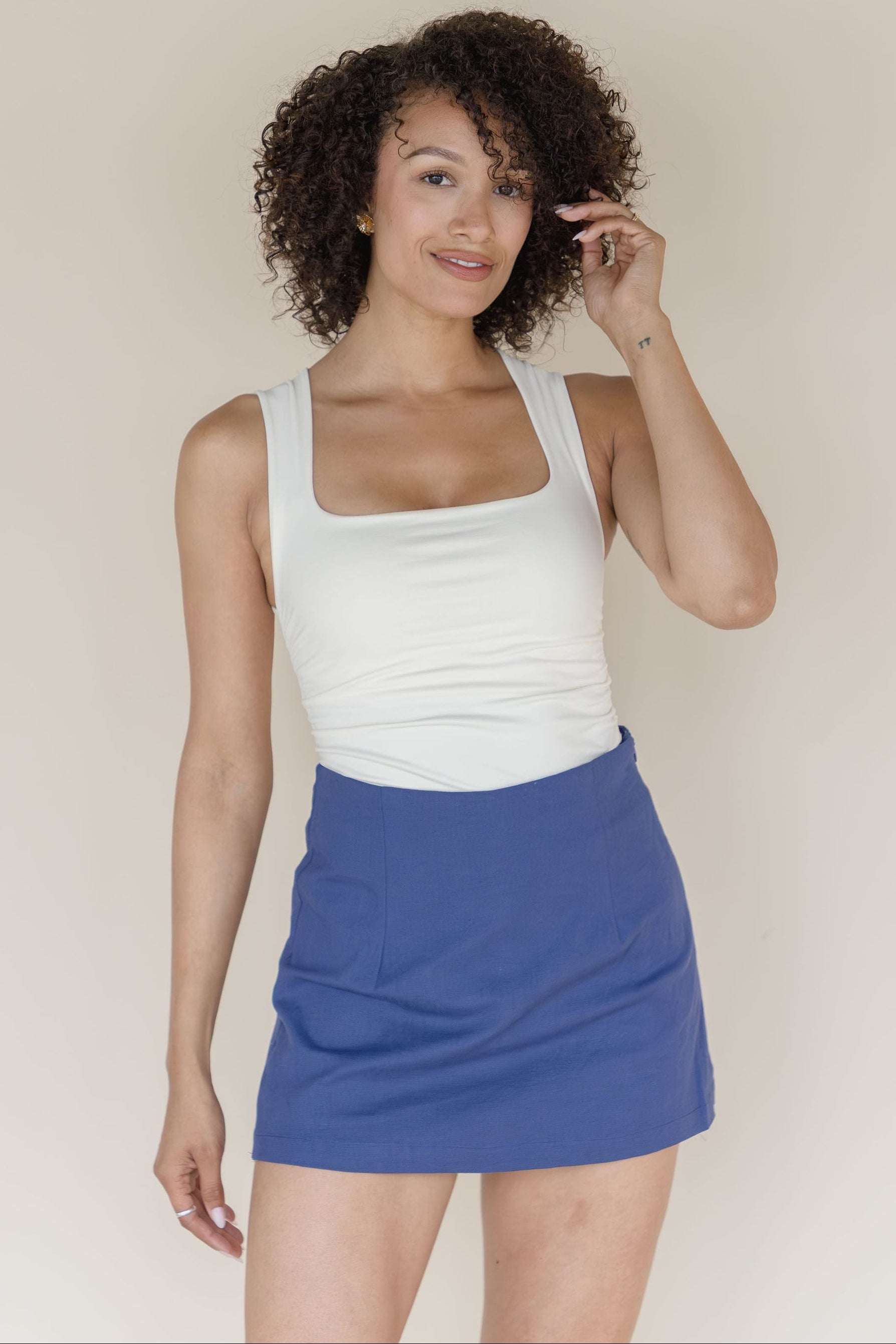 Kaley Stretch Linen Mini Skort