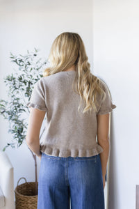 Whitley Ruffle Hem Short Sleeve Sweater Top