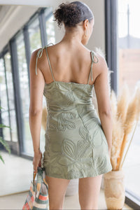 Spaghetti Self Strap Tie Mini Dress