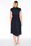 Midnight Satin Surplice Dress