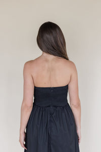 Joey Strapless Midi Dress With Pockets